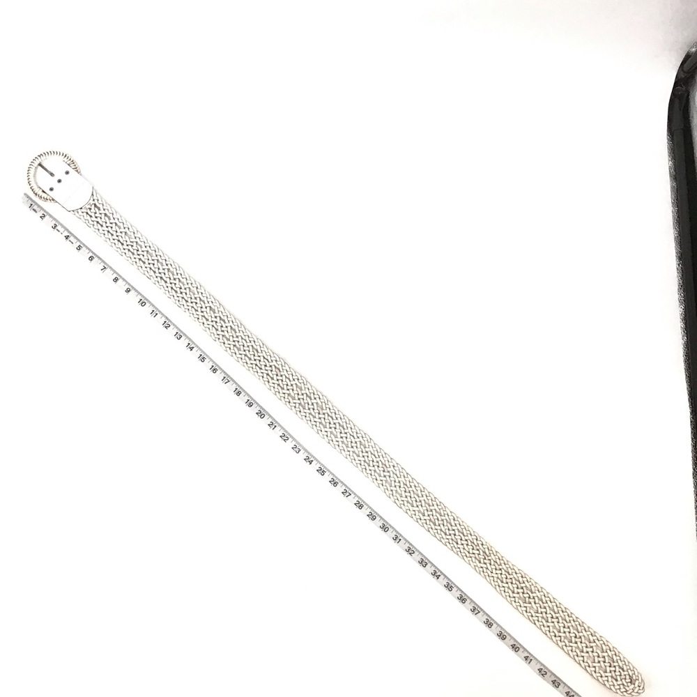 American Eagle White Leather Braided Belt - Picture 10 of 11